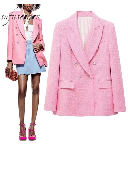 women's jackets double breasted pink blazer tweed woman formal outfits elegant female office wear elegant stylish za coat autumn jacket, Black;brown
women's jackets double breasted pink blazer tweed woman formal outfits elegant female office wear elegant stylish za coat autumn jacket, Black;brown