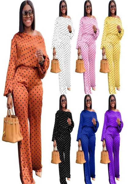 women039s two piece pants casual twopiece sets with dot printing skew neck lantern sleeve pullover high waist wideleg fa9476473, White
women039s two piece pants casual twopiece sets with dot printing skew neck lantern sleeve pullover high waist wideleg fa9476473, White