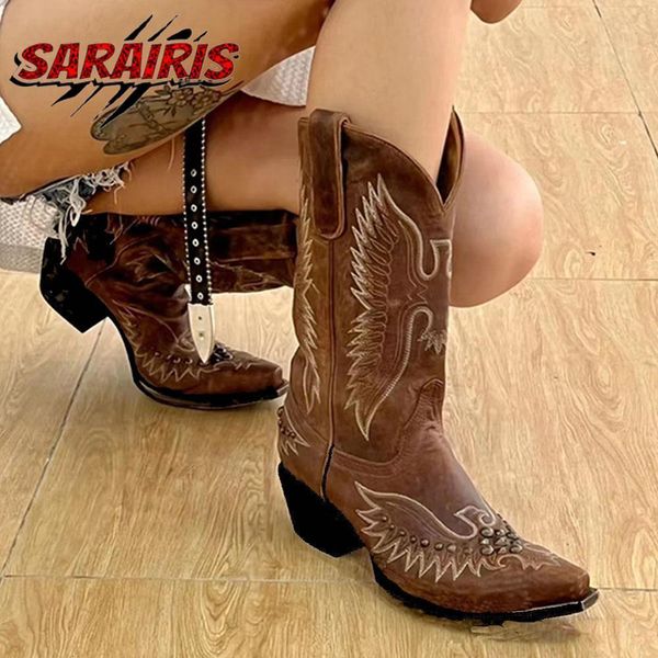 boots retro vintage brown western boots women mid calf embroidery chunky heel pointed toe platform shoes block heel fashion boots 230803, Black
boots retro vintage brown western boots women mid calf embroidery chunky heel pointed toe platform shoes block heel fashion boots 230803, Black
