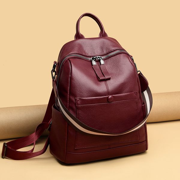 school bags leather backpacks backpack for teenage girls mochila sac a dos large capacity double zip women's wine red women 230804
school bags leather backpacks backpack for teenage girls mochila sac a dos large capacity double zip women's wine red women 230804