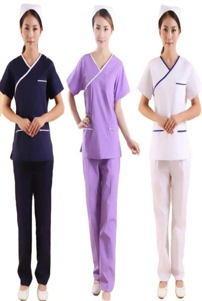 women short sleeve scrub sets mock wrap vneck and pants beautician work clothes dental work coat6985259, White
women short sleeve scrub sets mock wrap vneck and pants beautician work clothes dental work coat6985259, White
