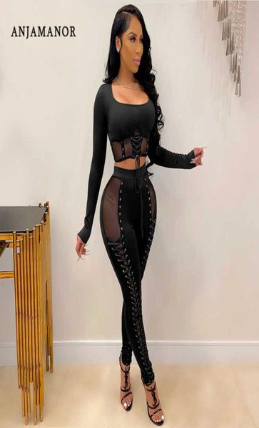 women039s two piece pants anjamanor two piece set sheer mesh patchwork tie up long sleeve crop leggings club outf4562259, White
women039s two piece pants anjamanor two piece set sheer mesh patchwork tie up long sleeve crop leggings club outf4562259, White