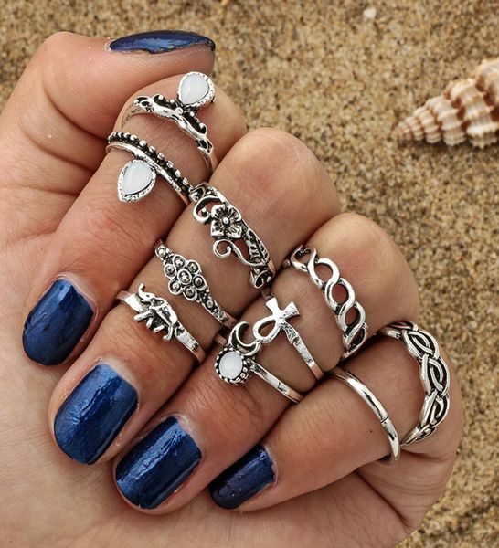 10 pcsset selling moon flower elephant joint ring set antique silver plated vintage bohemian turkish fashion women accessorie5798961, Golden;silver
10 pcsset selling moon flower elephant joint ring set antique silver plated vintage bohemian turkish fashion women accessorie5798961, Golden;silver