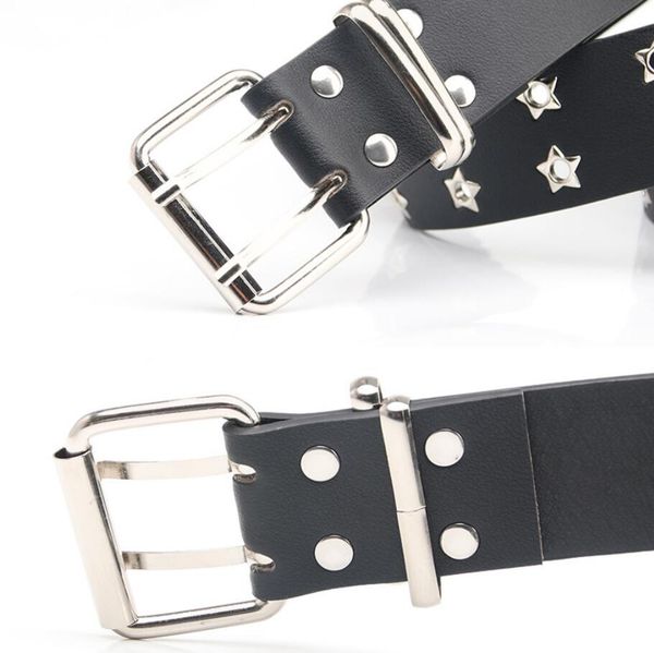 star eye rivet belt goth style double pin buckle man/woman fashion casual puck style pu leather waistband jeans accessories, Black;brown
star eye rivet belt goth style double pin buckle man/woman fashion casual puck style pu leather waistband jeans accessories, Black;brown