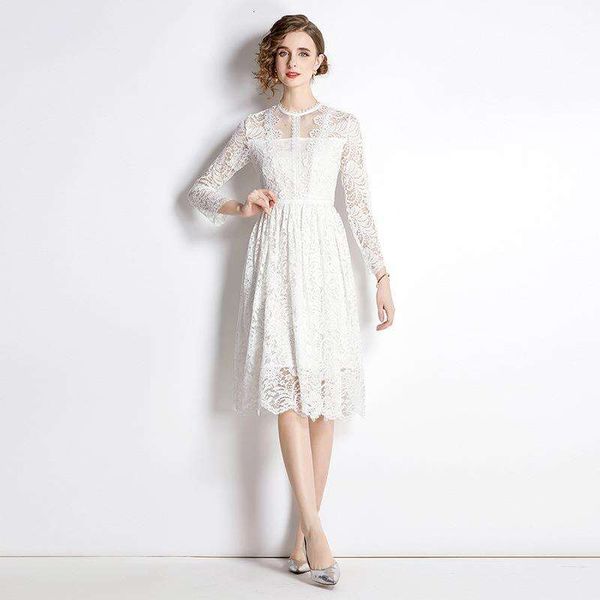 small stand up collar lace skirt for women spring and autumn mid long hollowed out dress, Black;gray
small stand up collar lace skirt for women spring and autumn mid long hollowed out dress, Black;gray