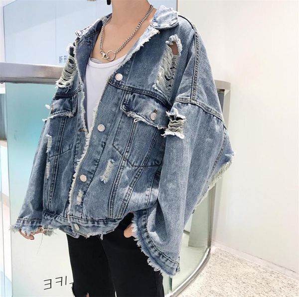 spring autumn 2020 harajuku jeans jacket women loose vintage ripped frayed denim jackets ladies punk streetwear coats cy2007527604, Black;brown
spring autumn 2020 harajuku jeans jacket women loose vintage ripped frayed denim jackets ladies punk streetwear coats cy2007527604, Black;brown