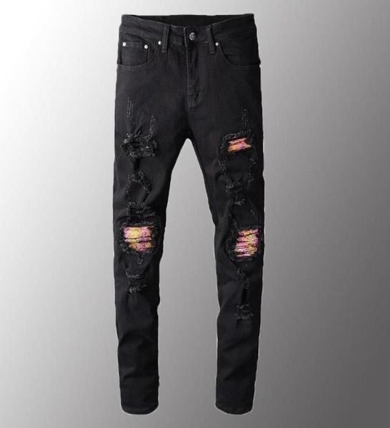 men039s jeans men luxury pink bandanna patchwork biker black stretch denim holes ripped skinny pants plus size 401066048, Blue
men039s jeans men luxury pink bandanna patchwork biker black stretch denim holes ripped skinny pants plus size 401066048, Blue