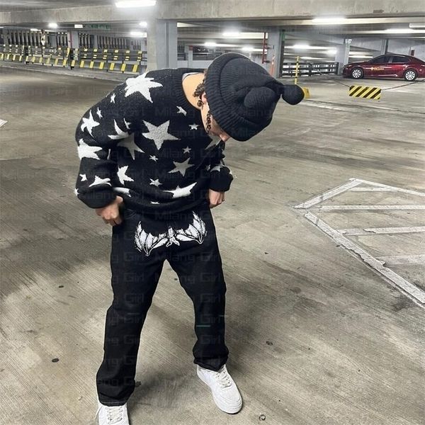 men's sweaters y2k men clothing hip hop harajuku oversized sweater vintage japanese style star graphics knitted pullover male 230802, White;black
men's sweaters y2k men clothing hip hop harajuku oversized sweater vintage japanese style star graphics knitted pullover male 230802, White;black