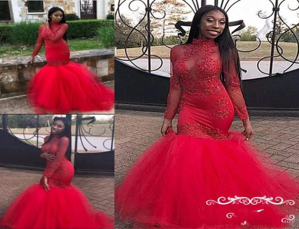 black girl red mermaid prom dresses 2019 illusion bodice sheer long sleeves high neck lace appliques formal evening dress party go9785008
black girl red mermaid prom dresses 2019 illusion bodice sheer long sleeves high neck lace appliques formal evening dress party go9785008