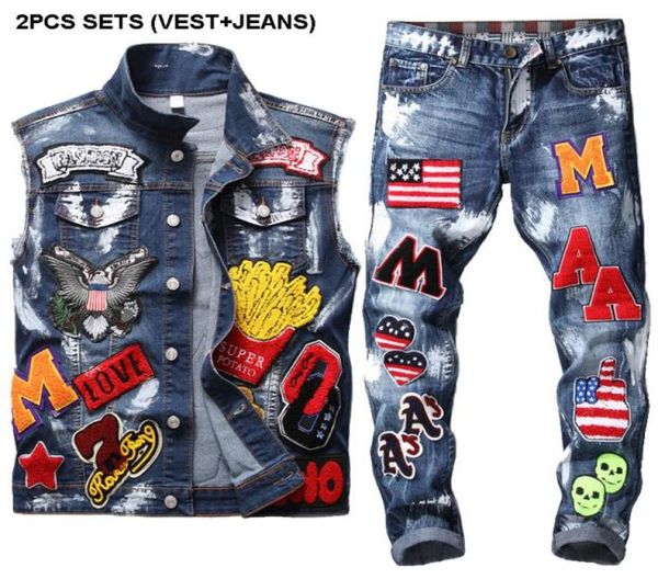 fashion slim mens tracksuits washed embroidered skull paint cowboy vest and embroidered flag badge paint jeans street style 2 piec7581084, Gray
fashion slim mens tracksuits washed embroidered skull paint cowboy vest and embroidered flag badge paint jeans street style 2 piec7581084, Gray