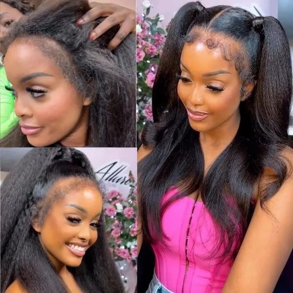 yaki kinky straight edges curly baby hair wig 360 full natural transparent hd kinky hairline full lace front human hair wigs for women pre p, Black;brown
yaki kinky straight edges curly baby hair wig 360 full natural transparent hd kinky hairline full lace front human hair wigs for women pre p, Black;brown