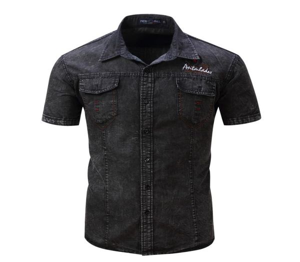 2020 new shirt men short sleeve denim shirt mens casual dress male jean shirts street wearing6474848, White;black
2020 new shirt men short sleeve denim shirt mens casual dress male jean shirts street wearing6474848, White;black
