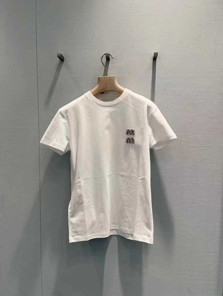 high end women's 2023 early spring new crystal bead letter printing design loose round neck t-shirt, White
high end women's 2023 early spring new crystal bead letter printing design loose round neck t-shirt, White