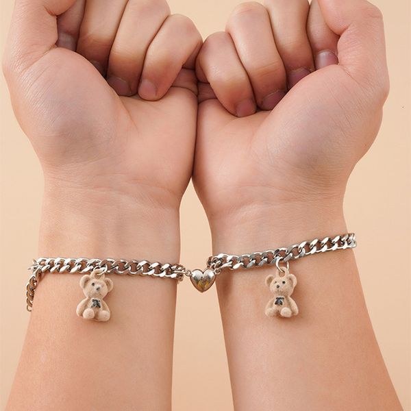 charm bracelets 2pcs plush bear couple magnet stainless steel heart chain bracelet friendship valentines day jewelry 230803, Golden;silver
charm bracelets 2pcs plush bear couple magnet stainless steel heart chain bracelet friendship valentines day jewelry 230803, Golden;silver