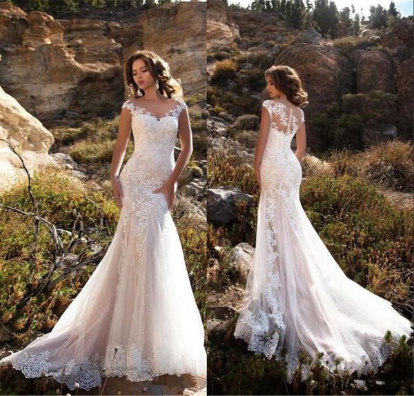 2019 lace mermaid wedding dresses sheer cap sleeves tulle applique sweep train wedding bridal gowns with buttons6722081, White
2019 lace mermaid wedding dresses sheer cap sleeves tulle applique sweep train wedding bridal gowns with buttons6722081, White