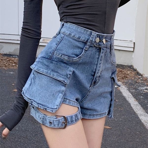 women's shorts zoki hollow out streetwear denim women high waist retro casual summer slim all match pockets 230803, White;black
women's shorts zoki hollow out streetwear denim women high waist retro casual summer slim all match pockets 230803, White;black