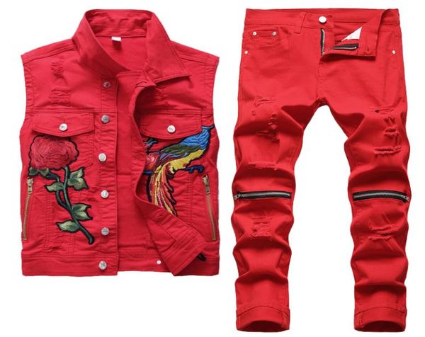 famous brand men red tracksuits fashion autumn embroidery phoenix flower suit vest and pants mens clothing 2 piece set slim jeans 5820966, Gray
famous brand men red tracksuits fashion autumn embroidery phoenix flower suit vest and pants mens clothing 2 piece set slim jeans 5820966, Gray