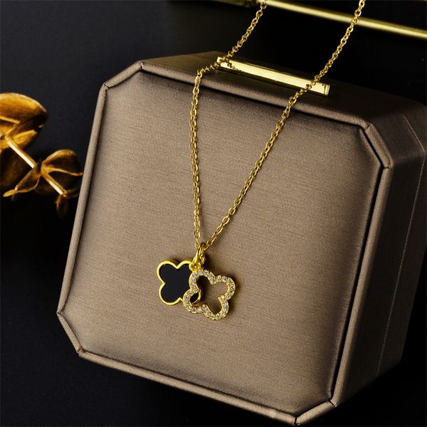 New Arrival Micro Pave Black White Clover Necklace Stainless Steel Jewelry for Women Gift
New Arrival Micro Pave Black White Clover Necklace Stainless Steel Jewelry for Women Gift