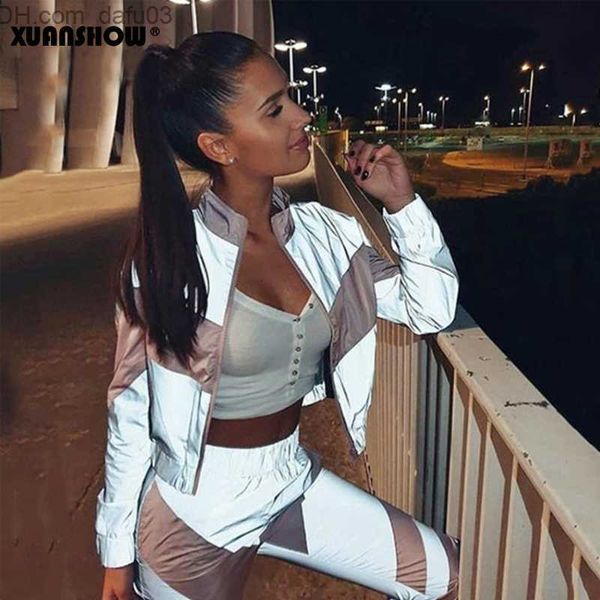 women's pants capris huanshow fashion reflective tracksuit women's zipper pants 2-piece women's set clothing jacket trousers, Black;white
women's pants capris huanshow fashion reflective tracksuit women's zipper pants 2-piece women's set clothing jacket trousers, Black;white