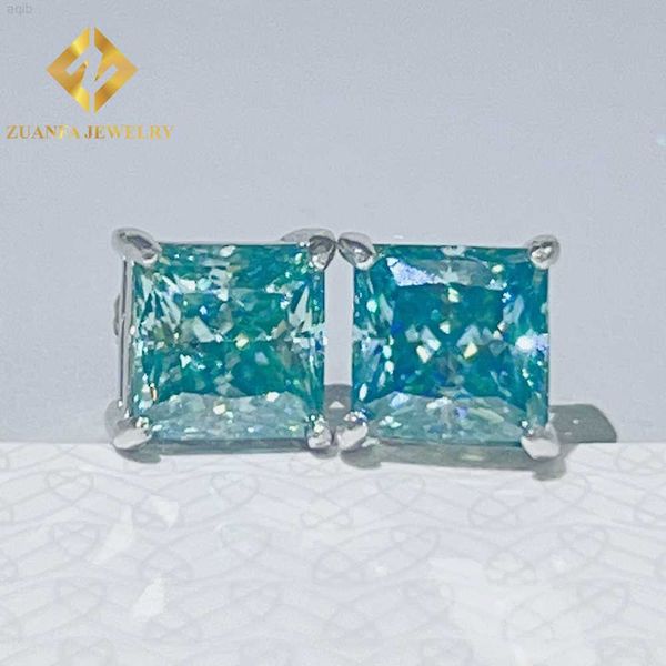 fine jewelry earrings dropshipping hip hop jewelry silver 925 blue moissanite earring, Golden