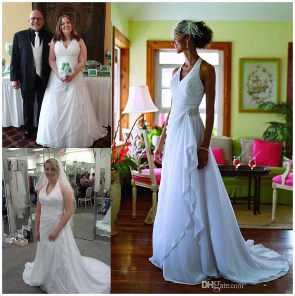 2019 summer beach wedding dresses plus size a line halter chiffon wedding dresses bridal gowns ruched plus size1423345, White
2019 summer beach wedding dresses plus size a line halter chiffon wedding dresses bridal gowns ruched plus size1423345, White