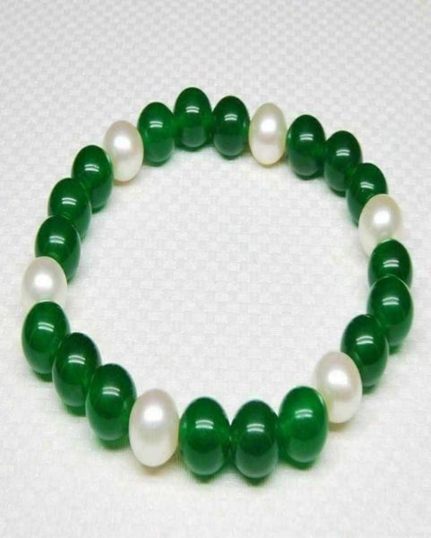 75quot 85quot 89mm white pearl 8mm green jade round gems beads bangle bracelet8822024, Black
75quot 85quot 89mm white pearl 8mm green jade round gems beads bangle bracelet8822024, Black