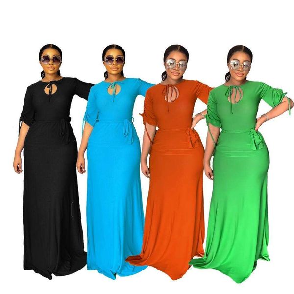 pure color medium long sleeves elegant high split womens drawstring dress, Black;gray
pure color medium long sleeves elegant high split womens drawstring dress, Black;gray