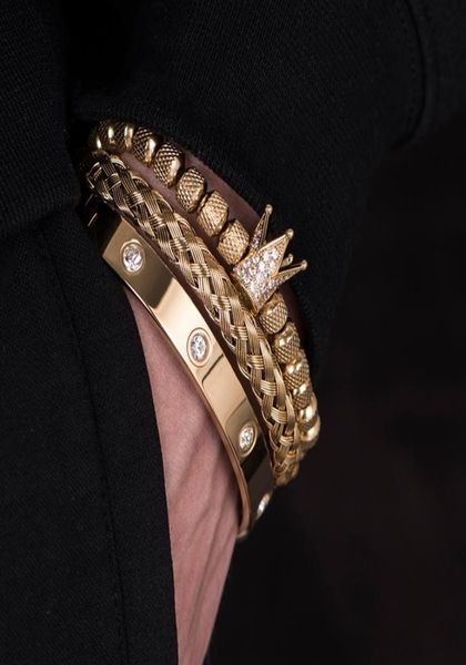 3pcsset micro pave cz crown roman numeral mens bracelets stainless steel crystals bangles couple handmade jewelry gift7612977, Golden;silver
3pcsset micro pave cz crown roman numeral mens bracelets stainless steel crystals bangles couple handmade jewelry gift7612977, Golden;silver