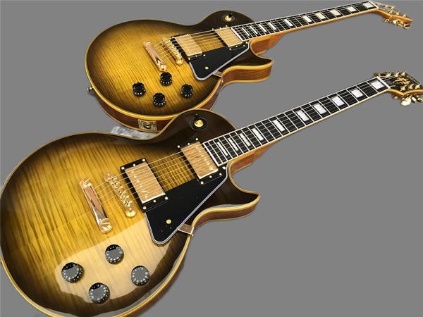 custom body flame maple electric guitar, yellow bound premium abr-1 bridge guitar oem
custom body flame maple electric guitar, yellow bound premium abr-1 bridge guitar oem