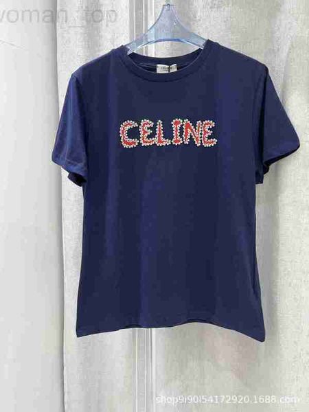 women's t-shirt designer ce family 23 early spring new handmade beaded letter decoration contrast design round neck short sleeve t-shir, White
women's t-shirt designer ce family 23 early spring new handmade beaded letter decoration contrast design round neck short sleeve t-shir, White