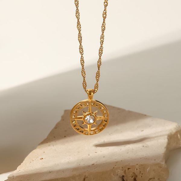octagon star titanium steel necklace stainless plated 18k gold zircon hollow pendant women's necklace, Silver
octagon star titanium steel necklace stainless plated 18k gold zircon hollow pendant women's necklace, Silver