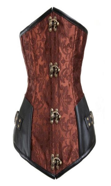 women gothic steampunk brown black 12pcs steel boned brocade jacquard underbust corsets with pu leather patchwork waist cinch9728449, Black;white
women gothic steampunk brown black 12pcs steel boned brocade jacquard underbust corsets with pu leather patchwork waist cinch9728449, Black;white