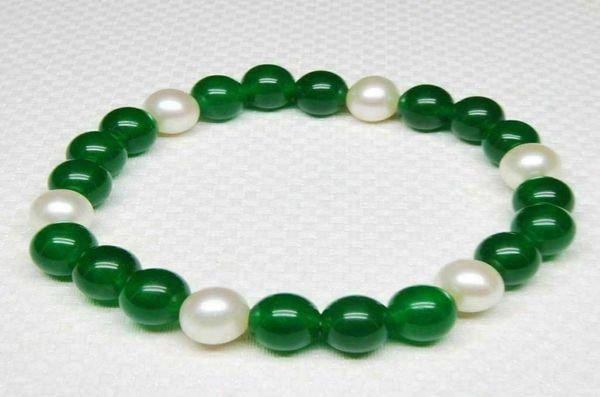 75quot 85quot 89mm white pearl 8mm green jade round gems beads bangle bracelet1576689, Black
75quot 85quot 89mm white pearl 8mm green jade round gems beads bangle bracelet1576689, Black