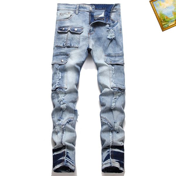 2023 designer clothes mens purple jeans long straight regular modern letter patchwork ripped for trend brand motorcycle men skinny hole men, Blue
2023 designer clothes mens purple jeans long straight regular modern letter patchwork ripped for trend brand motorcycle men skinny hole men, Blue
