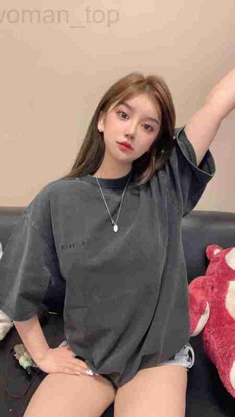 women's t-shirt designer correct version of trend b home 23ss embroidered letters made old washed 330g loose short sleeved t-shirt 1e6n, White
women's t-shirt designer correct version of trend b home 23ss embroidered letters made old washed 330g loose short sleeved t-shirt 1e6n, White