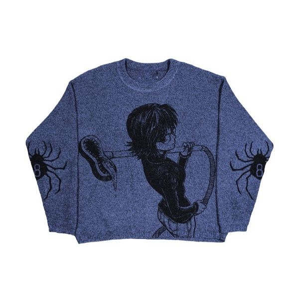 women's sweaters hip hop knitted men''s sweater harajuku fashion spider boy pattern printing loose casual streetwear pullove, White;black
women's sweaters hip hop knitted men''s sweater harajuku fashion spider boy pattern printing loose casual streetwear pullove, White;black