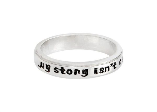 fashion silver plated semicolon handstamped ring letter quotmy story isn039t over yetquot inspirational ring for women men 6856084