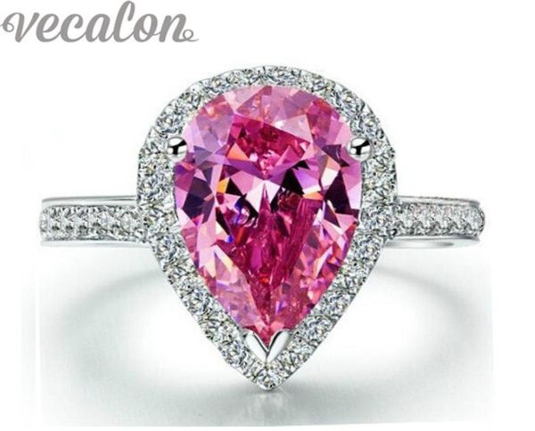vecalon fashion ring pear cut 4ct pink cz diamond engagement wedding band ring for women 925 sterling silver female finger ring3850858, Slivery;golden
vecalon fashion ring pear cut 4ct pink cz diamond engagement wedding band ring for women 925 sterling silver female finger ring3850858, Slivery;golden