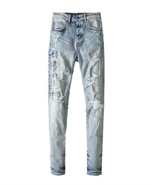 mens jeans new design letter embroidery matte hole fashion brand9442717, Blue