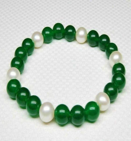 75quot 85quot 89mm white pearl 8mm green jade round gems beads bangle bracelet7448512, Black
75quot 85quot 89mm white pearl 8mm green jade round gems beads bangle bracelet7448512, Black