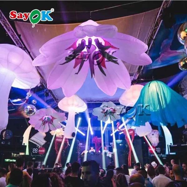 Image of Sayok Giant Inflatable Flower Hanger Decorative Inflatable Flower Model with Remote Control for Ceiling Bar Activity Decoration