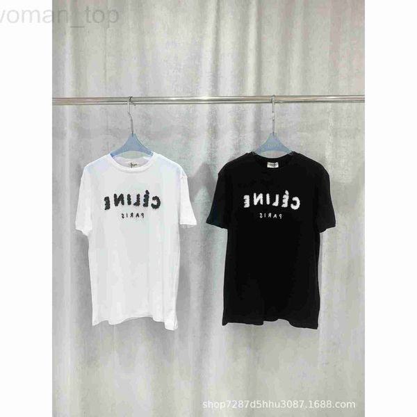 women's t-shirt designer ce family 23 spring/summer new graffiti letter decoration bead round neck short sleeve t-shirt casual and lazy, White
women's t-shirt designer ce family 23 spring/summer new graffiti letter decoration bead round neck short sleeve t-shirt casual and lazy, White