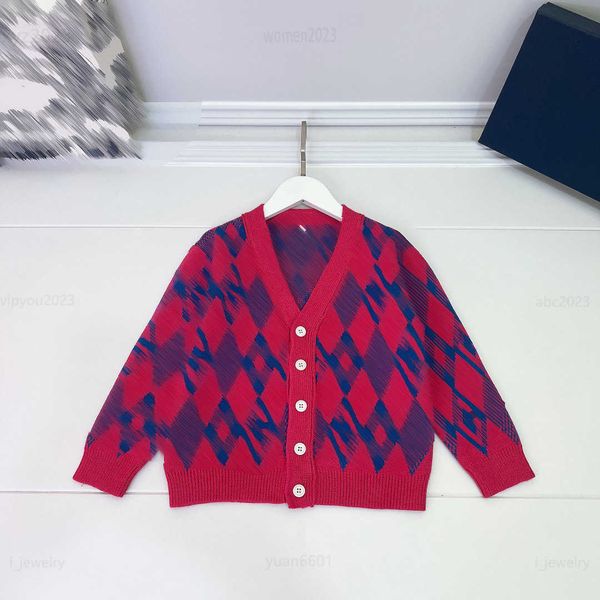 luxury designer kids cardigan long sleeved v-neck baby sweater size 100-160 cm diamond pattern full print knitted jacket july28, Blue
luxury designer kids cardigan long sleeved v-neck baby sweater size 100-160 cm diamond pattern full print knitted jacket july28, Blue