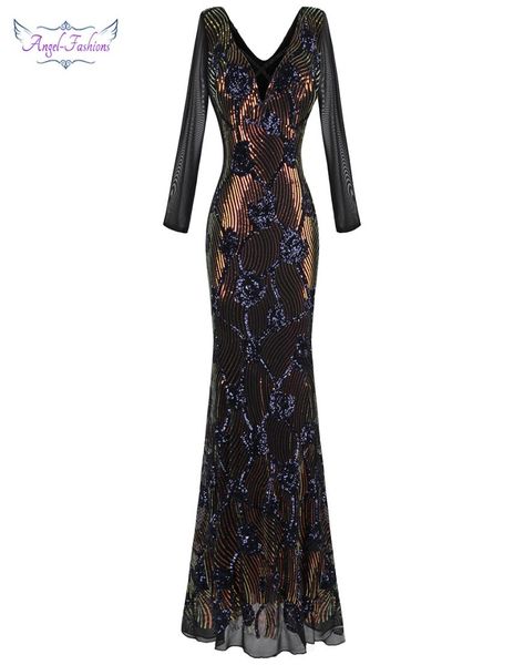 angel-fashions women's deep v neck sequin illusion long sleeves maxi mermaid vintage evening dresses black lj2011238973612, White;black
angel-fashions women's deep v neck sequin illusion long sleeves maxi mermaid vintage evening dresses black lj2011238973612, White;black
