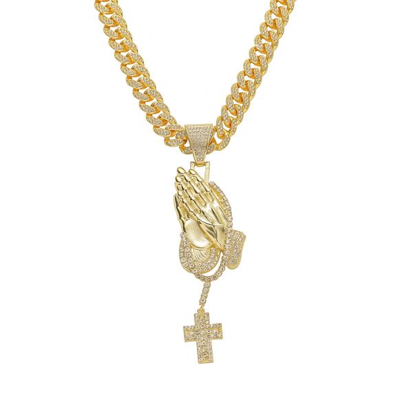 hip hop men rapper diamond pendant necklace shiny praying hand crucifix pendant micro-inset zircon jewelry night club accessory sweater coll, Silver
hip hop men rapper diamond pendant necklace shiny praying hand crucifix pendant micro-inset zircon jewelry night club accessory sweater coll, Silver