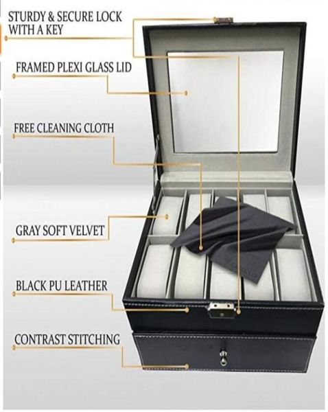 watch box organizer pillow case 20 slot luxury premium display cases with framed glass lid elegant contrast stitching sturdy s70756666761, Black;blue
watch box organizer pillow case 20 slot luxury premium display cases with framed glass lid elegant contrast stitching sturdy s70756666761, Black;blue