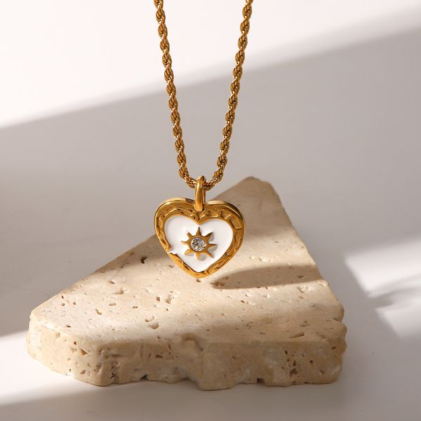 twists chain heart shaped titanium steel necklace women stainless steel transparent zircon heart pendant necklace, Silver
twists chain heart shaped titanium steel necklace women stainless steel transparent zircon heart pendant necklace, Silver