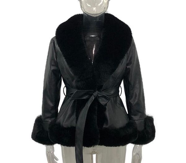 leather short jackets womens fashion tie belt waist coats women elegant side pockets faux fur jackets female ladies for mother033819498, Black
leather short jackets womens fashion tie belt waist coats women elegant side pockets faux fur jackets female ladies for mother033819498, Black