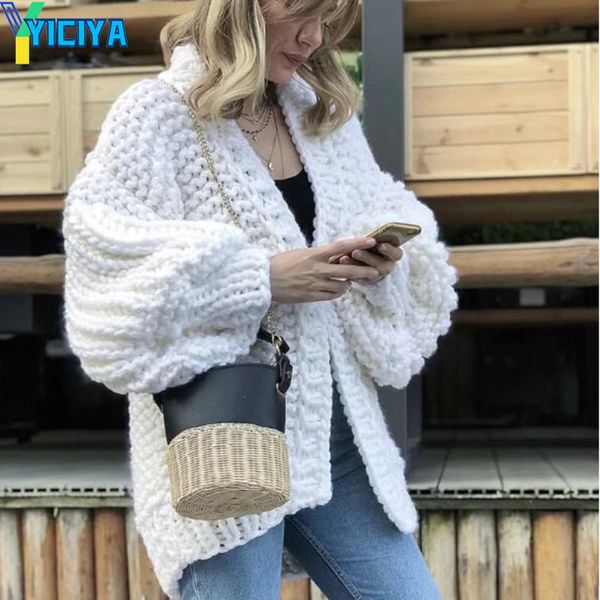 women's knits tees yiciya cardigan women clothing knitwears handmade thick sweater cold winter lantern sleeve female coats 230804, White
women's knits tees yiciya cardigan women clothing knitwears handmade thick sweater cold winter lantern sleeve female coats 230804, White