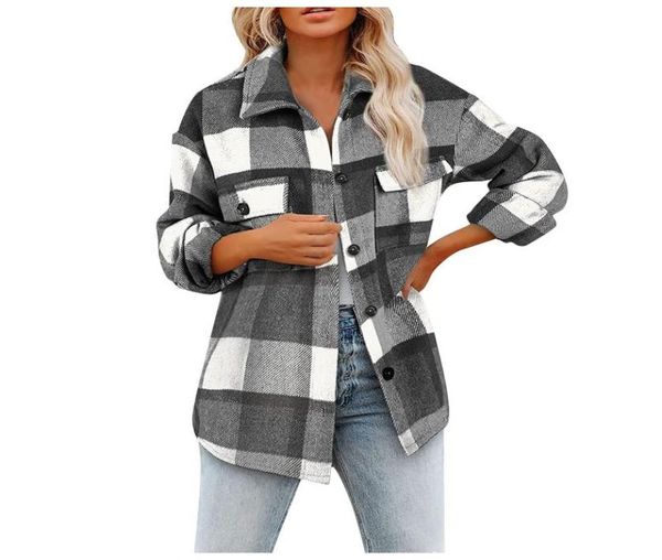 women039s wool blends fashion vintage brushed plaid shirts long sleeve flannel lapel button down pocketed shacket jacket coat9903133, Black
women039s wool blends fashion vintage brushed plaid shirts long sleeve flannel lapel button down pocketed shacket jacket coat9903133, Black